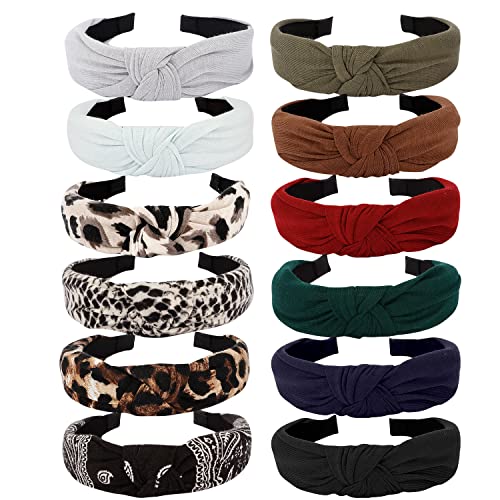 12 Pack Flower Headbands Non Slip Wide Girls Cute Boho Knotted Head Bands Hair Accessories Fashion Birthday Gifts for Women - color: headbands 03