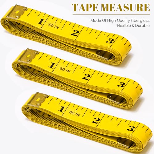 Tape Measure Soft Seamstress Cloth Tailor Body Measuring Tape for Sewing | Fabric Body Measuring Tape Yellow Tape Measure Seamstress Tape Measurement 60-inch Craft Vinyl Tailor Ruler for Weight Loss