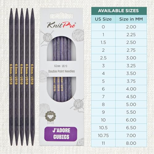 KnitPro J’Adore Cubics Double Pointed Needles 6" (15cm) | US Size 10 (6mm) - size: US 10 (6mm)