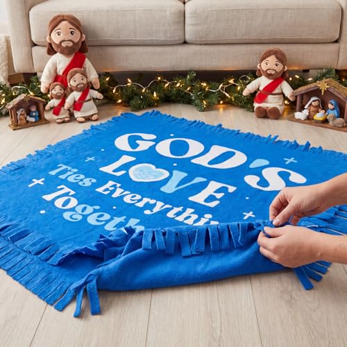 Chumia 2 Pcs/1 Set Religious God's Love Tie Blankets Craft Kit 57 x 57 Inch Christian Blanket Gifts for Women 2026 VBS DIY No Sew Fleece Fabric God's Love Ties Everything Together Tie Knot Throw - style: Religious God's Love