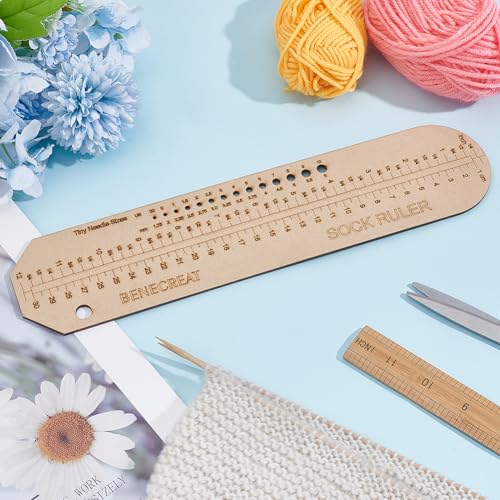 BENECREAT MDF Crochet Ruler, 12.2x2.7 inch Stocking Knitting Molds Hand Knit Sock Form for Socks, Knitwear, Knitwear, 3mm Thick