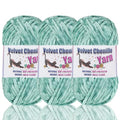 3 Skeins Soft Fluffy Velvet Chenille Yarn, Light Green | For Crocheting and Knitting, Handcrafts Weaving, Soft, For Baby Blanket and Clothes - color: 3 - Light Green