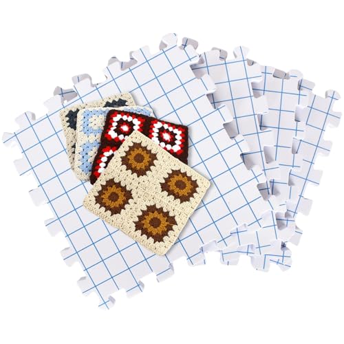 Blocking Mats for Knitting 4 Pack Tension Mats with Grid 28cm Blocking Mats Foam Blocking Mats Thick Interlocking Blocking Mats for Knitting, Crocheting, Lacing, Crafts