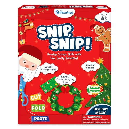 Skillmatics Snip Snip Christmas, Gift for Kids, Scissor Skills, Felt Craft | Preschool Activity Book, Safety Scissors, Fine Motor Skills, Learning Toy, Stocking Stuffers, Toddlers, Ages 3, 4, 5, 6 - style: 6. Holiday Magic