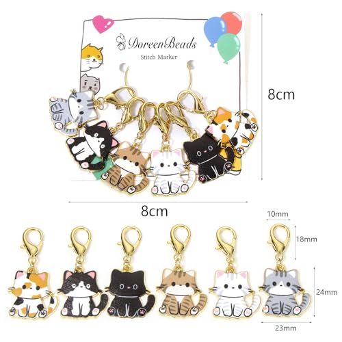 DoreenBeads Stitch Markers for Crocheting and Knitting | Alloy Enamel Crochet Marker Crochet Gifts for Knitting Weaving Sewing Accessories Quilting Jewelry Making - color: Cats Sitting Upright