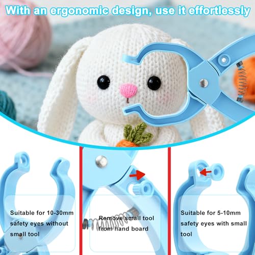 Safety Eye Tool for Crocheting, Effortlessly Attaching Safety Eyes in Crocheting, Auxiliary Tool for 5-30mm Stuffed Animals Safety Eyes Making Supplies, Durable & Ergonomic Making Supplies Tool Blue