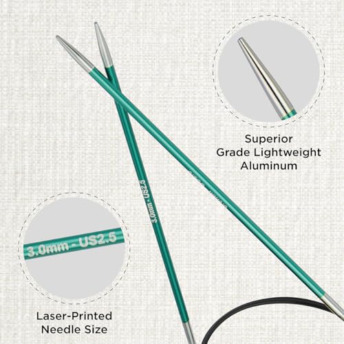 KnitPro Zing Fixed Circular Needles 40" (100cm) | US Size 2.5 (3mm) - size: US 2.5 (3mm)