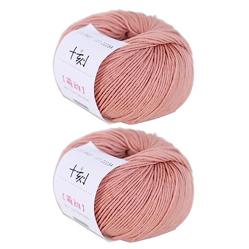 Fine Weight Knitted and Crocheted Cotton Yarn, 100% Long Staple Cotton Yarn, Baby Sports, 2 Packages of 100g/3.52oz (Per Skein 50g/162yds)-07 Pomelo Pink - color: PM07-Pomelo Pink