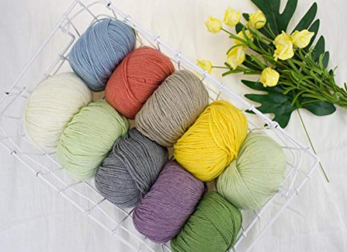 Lotus Yarns Wholesale 5X50g Balls Autumn Wind 90% Cotton 10% Cashmere Fingering Weight Hand Knitting/Crochet Yarn for Christmas Fashion Garments Baby Clothes (03-Chocolate) - color: 03-Chocolate