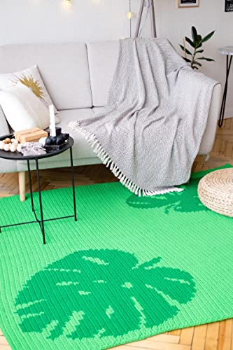 Bobilon 5-7 mm Cotton Yarn - Crochet, Knitting, Macrame - Green Apple | 100% cotton t shirt yarn for crochet, knitting & macrame; great for handbags & baskets; new fabric, not recycled; 109 yds - color: Green Apple Limited