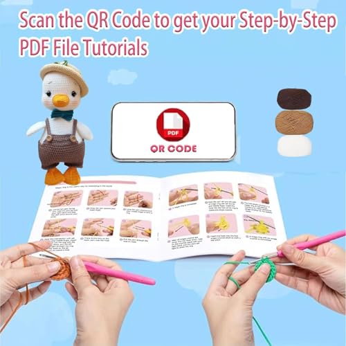 JXINLODGEG Crochet Kit for Beginners, Duck Animal Crochet Kits for Starters with Step-by-Step PDF File Tutorials, Crocheting Kit for Adults DIY Art Craft Knitting Starter with Hooks