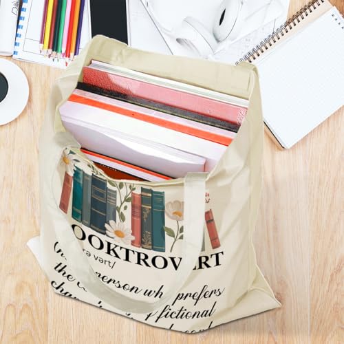 jeilink Cute Aesthetic Canvas Tote Bag Book Lovers Gifts for Women Book Lovers Teacher Reusable for Birthday Christmas - color: Book 1295