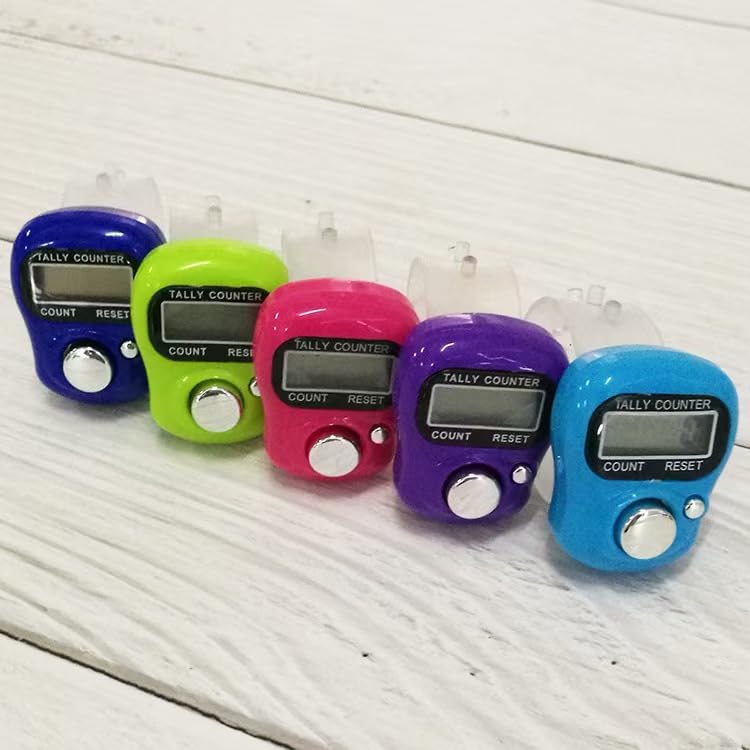 Jinshining Electronic Finger Counter Display Counter LED Digital Row Counter, Handheld Number Click Counter, Electronic Finger Counter Hand Tally Counter with Ring for Counter Counters Accessories - color: purple