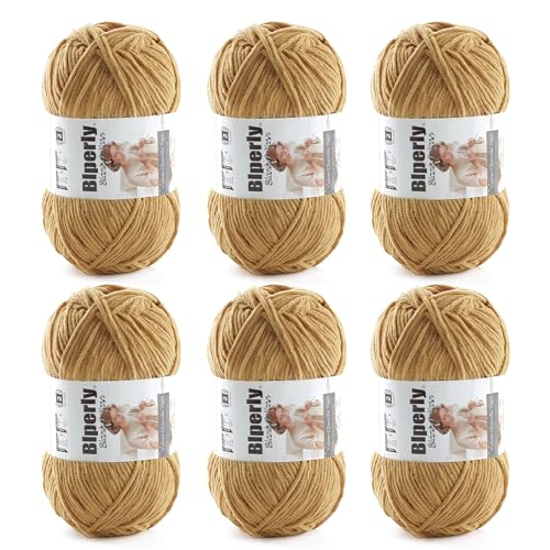 Skinny Chenille Yarn for Crocheting and Knitting, 6 Pack of 50g/158yds - 948yd Total, Soft Fluffy Yarn for Crochet Amigurum & Baby Blankets, Thin Chenille #2 Plush Crochet Yarn (6, Brown) - color: Brown