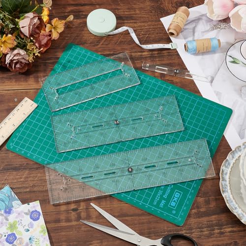 BENECREAT 3Pcs 3 Sizes Acrylic Quilting Template Ruler, Pocket Pattern Template, Rectangle Template Quilt Supplies for Cutting Patterns, Sewing, Wallet Pocket Making - style: 3 Styles