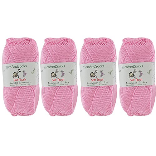 JubileeYarn Soft Touch Yarn - 50g/Skein Sport Acrylic - Pink Parfait - 4 Skeins - color: Pink Parfait, size: 4 Skeins