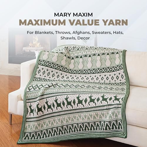 Mary Maxim Maximum Value Acrylic Yarn for Crocheting and Knitting, Soft Worsted Weight Yarn 4, Ideal for Blankets, Sweaters, Hats, and Scarves, 8 oz Skein (474 Yds), Cottonwood - color: Cottonwood