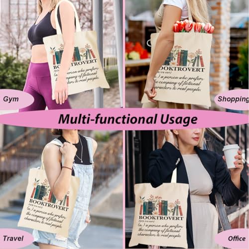 jeilink Cute Aesthetic Canvas Tote Bag Book Lovers Gifts for Women Book Lovers Teacher Reusable for Birthday Christmas - color: Book 1295
