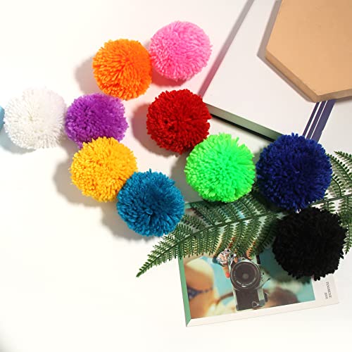 XFYUZR 12PCS Large Yarn Pom Poms for Hats 8CM-3INCH Yarn Fluffy Pompoms Balls for Handmade Craft Christmas Party Decoration Accessories(Hot Pink) - style: Hot Pink