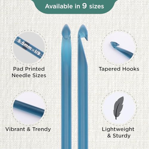 KnitPro Trendz Double-Ended Crochet Hook | US Size I (5.5mm) - size: US Size I (5.5mm)