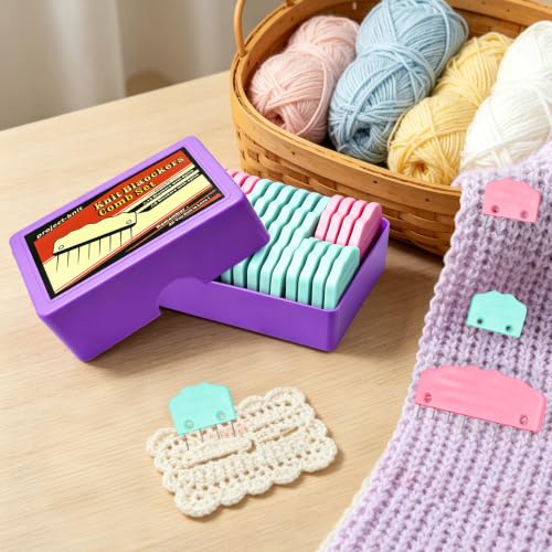 20PCS Knit Blocking Pins Kit, Knit Blocking Combs for Blocking Knitting Mats Crochet Lace Sewing & Needlework Projects Sewing Tool Device(Pink and Blue) - color: Pink, Blue
