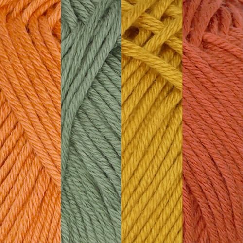 JubileeYarn Bamboo Cotton Sport Yarn - 50g/Skein - Shades of Earth - 4 Skeins - color: Shades of Earth, size: 4 Skeins