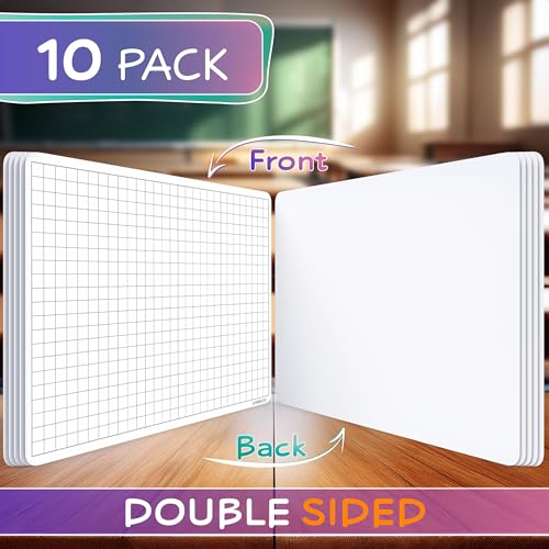 SCRIBBLEDO Grid Dry Erase Sheets 9”x12” Math Practice Small White Board Sheets Math Manipulatives Quad Graph Whiteboard Sheets Math Supplies Homeschool Teacher Students Classroom Pack of 10 - color: Large Grids