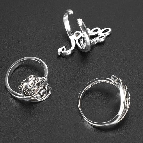 Anu Limen 3 Pcs Adjustable Knitting Loop Rings, Metal Yarn Guide for Crochet and Knitting, Silver Open Thimble Holders, 2.1 cm
