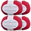 Kid-Silk Mohair Yarn, Lace Weight, 4 Balls 100g, 1420 yds | Yarnique Silk Feel Mohair Yarn | Featherlight Softness | Elegant Drape (22 Vivid Rose Red ) - color: 22 Vivid Rose Red