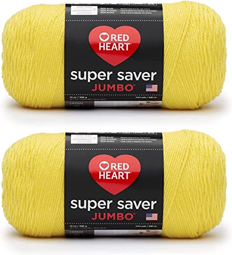 Red Heart Super Saver Jumbo Yarn for Crocheting, Bright Yellow, 2-Pack - color: Bright Yellow, size: 2-Pack