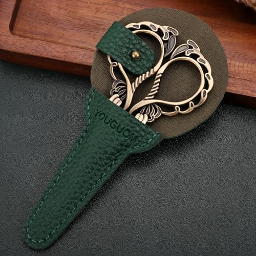 YOUGUOM Embroidery Scissors with Cover, Mini Sewing Shears | Small, Sharp, Precision, for Needlework, Cross Stitch, Crochet, Threading, Artwork, 4.3in, Craft DIY Tools, Left/Right Handed - color: Bronze