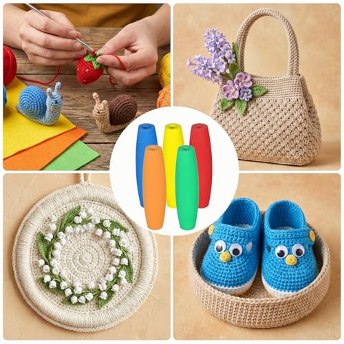 5 PCS Crochet Hook Grip Ergonomic Crochet Hook Grip Handle for Crocheting and Knitting Fits 2mm-10mm Comfortable Removable Cushions Hands Handle
