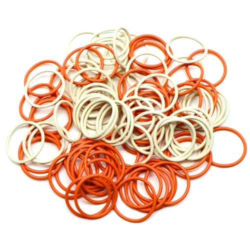 (100 Pack) Soft Stitch Ring Markers for Knitting and Crochet - Flexible, Snag-Free Rubber Stitch Markers (Large Size for Needle Sizes 17-35, Orange & White) - size: Large (Needle 17-35)