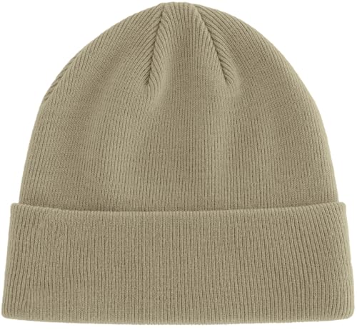 100% Cotton Beanie Hat Winter Hats Women Men Warm Knit Beanies | Double Layer Warmth ,Ultra-Soft Itch-Free Pure Cotton Knitted, Cuffed & Uncuffed Fisherman Slouchy Skull Cap for Womens Mens - color: 1pcs Light Khaki