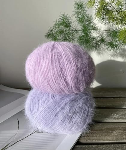 Snowbaby Wool Acrylic Blend Long Pile Yarn,(Worsted) Warm and Luxurious Fuzzy Yarn for Knitting and Crocheting DIY Hats Scarves Sweaters, 2 * 3.52oz/100g 207yds(25-Lilac Purple) - color: S25-Lilac Purple