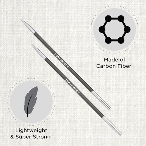 KnitPro Karbonz Interchangeable Circular Needle 5" (13cm) | US Size 3 (3.25mm) - size: US 3 (3.25mm)