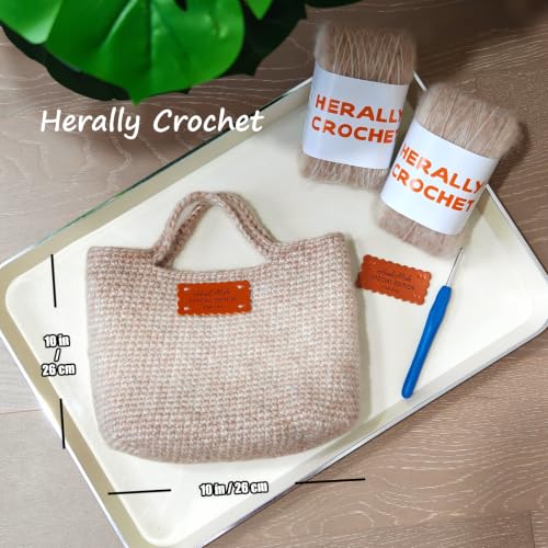 Herally Crochet Kit DIY Bag for Beginners - Crochet Picotin Bag (Cream) | Include Yarn, Hook and Accessory - with Step by Step Video Tutorials - color: Off-white