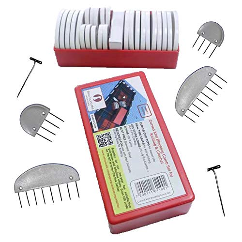 Red Suricata Knit Blocking Bundle (Inches Grid) | Extra Thick Blocking Mats for Knitting & Curved Knit Blocking Comb Set & Adjustable Sock Blockers - All in one Storage Bag - size: Inches grid