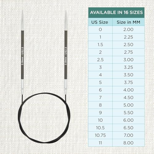 KnitPro Karbonz Fixed Circular Needle 32"(80cm) | US Size 2.5 (3mm) - size: US 2.5 (3mm)