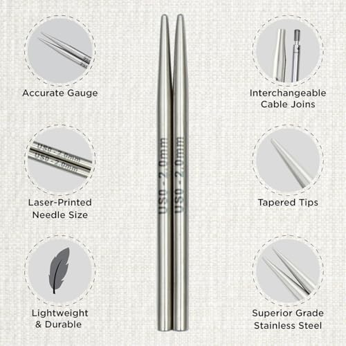 KnitPro Stelo Petite Interchangeable Needle Combo Set 2" (5cm) & 3" (7.5cm) | US 0 (2mm) - size: US Size 0 (2mm)