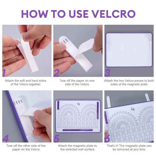 BABYSHEEP Knitting Pattern Holder with 8 Replacement Magnets & Velcro | Knitting Chart Keeper Magnetic Board Cross Stitch Supplies for Crochet 12.3*8.9inches (Purple-Velcro) - color: Purple-velcro
