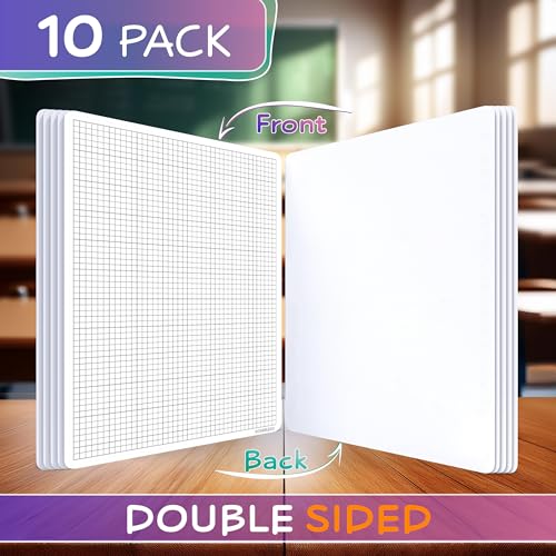 SCRIBBLEDO Small Grid Dry Erase Sheets 9”x12” Math Practice Small White Board Sheets Math Manipulatives Quad Graph Whiteboard Sheets Math Supplies Homeschool Teacher Students Classroom Pack of 10 - color: Small Grids