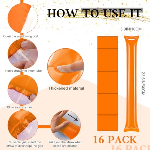 40 Pcs Orange Hand Clappers and orange Thunder Sticks Pom Poms cheerleading Noise Makers for Sporting Events Football Games School Team Spirit Items Party Favors Dance - style: orange