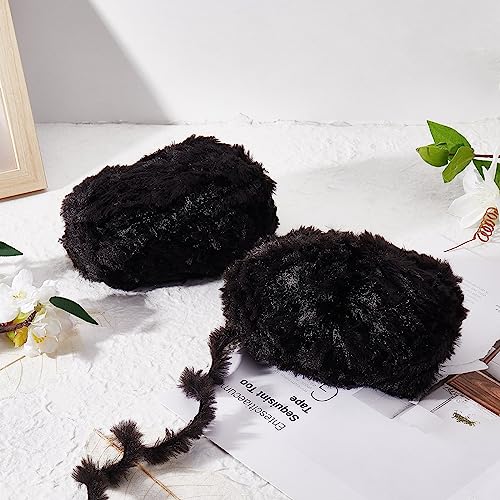 BEEFLYING 2 Roll Skeins Super Soft Fur Yarn Chunky Fluffy Faux Fur Fluffy Eyelash Yarn for Crochet Knit Blanket Rug Clothes Knitting-2×30m(2×32.8yds,51g×2) - color: Black