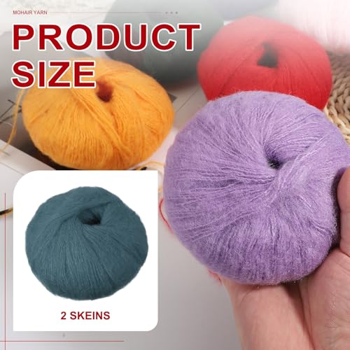 PATIKIL 2 Skeins Mohair Yarn, Soft Yarn Faux Mohair Fuzzy Fur Fine Fluffy Yarns Thin for Crocheting Knitting Sweater Scarf Hat Crafts Blanket Rug, Dark Blue - color: Dark Blue