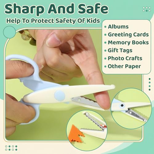 3-Pack Decorative Edge Scissors, Zigzag & Wavy for Scrapbooking | stainless steel blades,comfortable non-slip handles.Perfect for scrapbooking, classroom projects,DIY cards,and kids' crafts