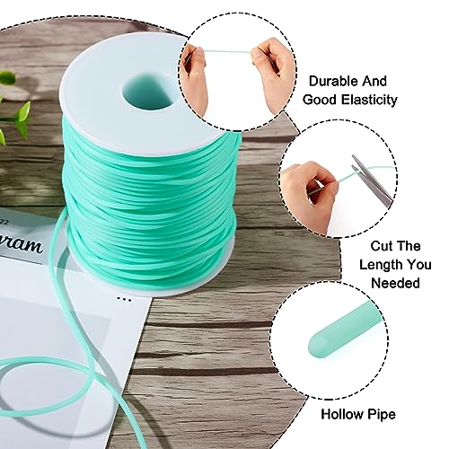 Beadthoven 2mm Hollow Pipe Rubber Tube Cords, 54.68Yards Barber Cord for Knitting Stitch Holder, Tubing Rubber Cord with Spool for Bracelet Jewelry Making DIY Crafts 1mm Hole - Aquamarine - color: Aquamarine, size: 2mm