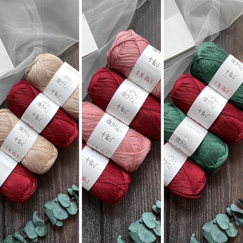 Linen rayon lyocell blend yarn, superfine fingering weight (1), 150g/5.29oz (3 strands, 50g/230yds per strand)- 15 Cranberry - color: SM15-Cranberry