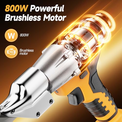 Cordless Metal Shears Compatible with DeWalt 20V Max Batteries | (Tool Only,No Battery)Brushless Motor 400Nm Torque, 14GA Steel Cutter, 360° Rotating Head, LED Light, Multi-Material Cutting
