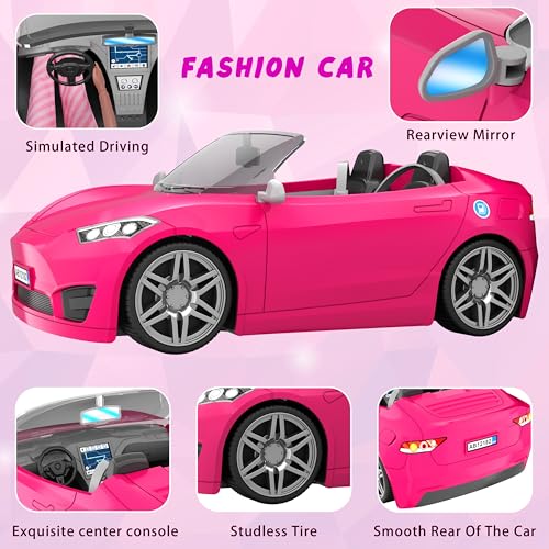 MINIFUN 91 Pcs Doll Convertible Car Set, Doll Clothes and Accessories | Doll Playset Dress up Toys for Girls Kids Toddlers, Gift Toys for Age 3 4 5 6 7 8 9 10 11 12 - style: MT029A